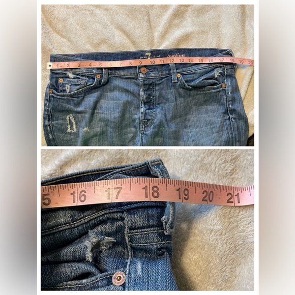 Distressed 7 For All Mankind Denim Shorts, Women’s Size 32 - Picture 15 of 15
